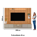 Ver imagem 3 de Rack com Painel e 2 Módulos Laterais Complementares Magnata Canela/Gris