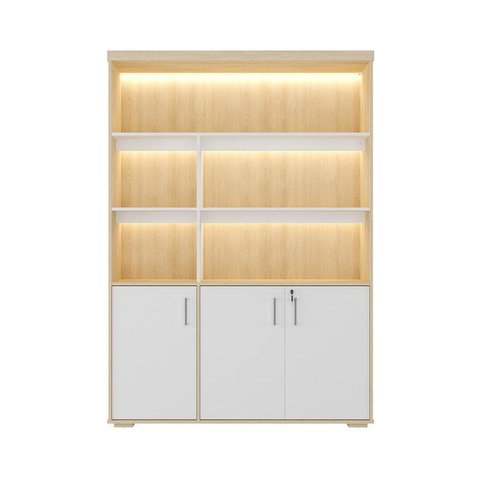 Estante Artany com LED - Carvalho/Branco