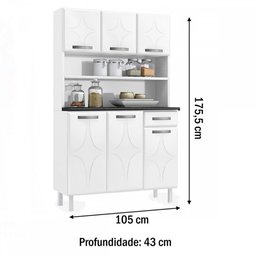 Cozinha De Aço Compacta Smart 6 Portas 1 Gaveta Branco - Telasul - 4