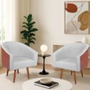 Ver imagem 1 de Kit 2 Poltronas Jade Decorativa Moderna Sala de Estar Quarto Escritório Conforto Corano Nozes e Bouc
