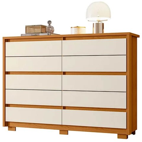 Cômoda Duetto 10 Gavetas Albatroz Cor Cinamomo Off White