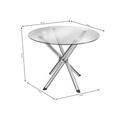 Conjunto Sala de Jantar 1 Mesa Tampo Vidro Redondo 4 Cadeiras Portugal - 6