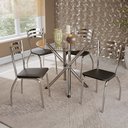 Ver imagem 2 de Conjunto Sala de Jantar 1 Mesa Tampo Vidro Redondo 4 Cadeiras Portugal