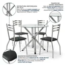 Ver imagem 5 de Conjunto Mesa 4 Cadeiras Estofadas em Aço para Sala de Jantar com Tampo Vidro Redondo Crome