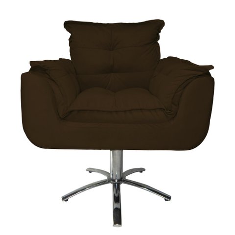 Conjunto 2 Poltronas Para Recepção Com Base Giratória de Metal Opala Suede Marrom - LM DECOR