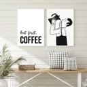 Ver imagem 2 de Kit 2 Quadros Minimalistas Café But First Coffee 45x34cm:moldura Branca