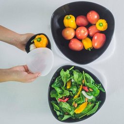 Saladeira Triangular Tigela 3,5l Cozinha Plástico Saladas Preta Essential Coza - 3