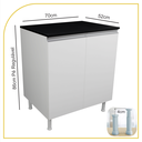 Ver imagem 2 de Balcão Multiuso 70cm 100% Mdf 2 Portas com Tampo para Cozinha