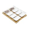 Conjunto 8 Petisqueiras de Porcelana com Tabúa de Bambu 20,5x16x3,5 - 4
