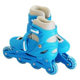 Patins Infantil Inline - 4 Rodas Kit Proteção Passeio - Azul G (39 a 42) - BW019 - 9