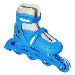 Patins Infantil Inline - 4 Rodas Kit Proteção Passeio - Azul G (39 a 42) - BW019 - 6