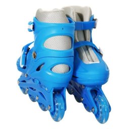 Patins Infantil Inline - 4 Rodas Kit Proteção Passeio - Azul G (39 a 42) - BW019 - 10