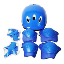 Patins Infantil Inline - 4 Rodas Kit Proteção Passeio - Azul G (39 a 42) - BW019 - 4