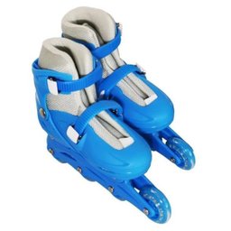 Patins Infantil Inline - 4 Rodas Kit Proteção Passeio - Azul G (39 a 42) - BW019 - 5