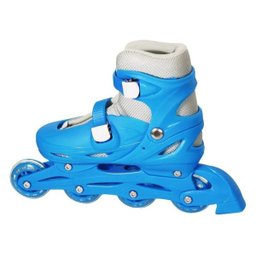 Patins Infantil Inline - 4 Rodas Kit Proteção Passeio - Azul G (39 a 42) - BW019 - 8