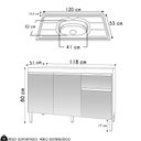 Ver imagem 4 de Balcão de Cozinha com Pia Inox 120cm 1 Gaveta Tatiane Amêndoa/preto - Ajl Móveis
