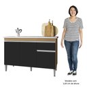 Ver imagem 5 de Balcão de Cozinha com Pia Inox 120cm 1 Gaveta Tatiane Amêndoa/preto - Ajl Móveis