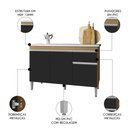 Ver imagem 3 de Balcão de Cozinha com Pia Inox 120cm 1 Gaveta Tatiane Amêndoa/preto - Ajl Móveis