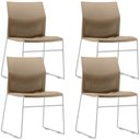 Ver imagem 1 de Kit 04 Cadeiras Empilhável Fixa Link F02 Base Aço Cinza Nude - Lyam Decor