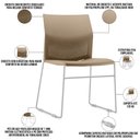 Ver imagem 2 de Kit 04 Cadeiras Empilhável Fixa Link F02 Base Aço Cinza Nude - Lyam Decor