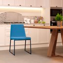 Ver imagem 6 de Cadeira de Jantar Decorativa Base Aço Preto Javé Linho Azul Jeans - Gran Belo