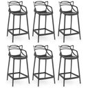 Ver imagem 1 de Kit 6 Banquetas Média Allegra 66cm Design Cozinha/bancada - Preto