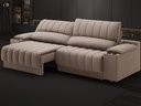 Ver imagem 1 de Sofá com Porta Copos Carregador USB Ret Rec Murano 2,30m Velosuede Marrom - NETSOFAS