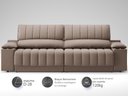 Ver imagem 4 de Sofá com Porta Copos Carregador USB Ret Rec Murano 2,30m Velosuede Marrom - NETSOFAS