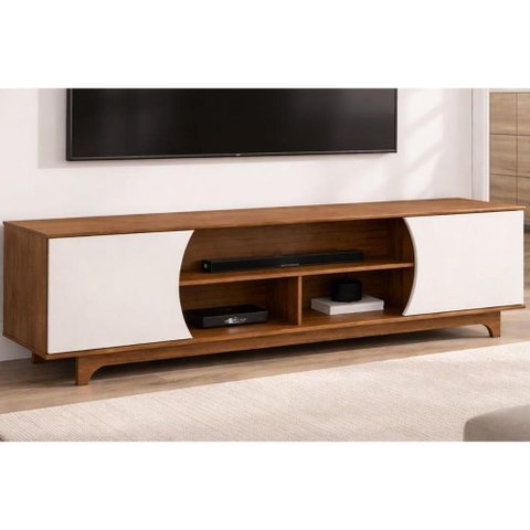 Rack Bancada p/ TV 70 pol Ector 220cm Freijo/Off DJ Móveis