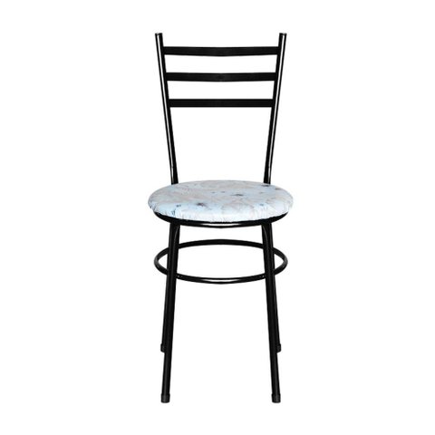 2 Cadeiras para Cozinha Epoxi Preta Assento Floral Cor:floral Areia