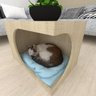 Casinha caminha para gato coração mdf Amadeirado claro - 1