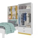 Ver imagem 3 de Guarda-Roupa Solteiro 2 Portas com Cabeceira Nina Cimol