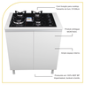 Balcão para Fogão Cooktop 60cm 100% Mdf 2 Portas para Cozinha - 3