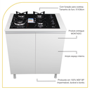 Ver imagem 3 de Balcão para Fogão Cooktop 60cm 100% Mdf 2 Portas para Cozinha