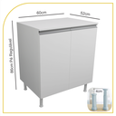 Ver imagem 2 de Balcão Multiuso 60cm 100% Mdf 2 Portas com Tampo para Cozinha