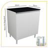 Balcão Multiuso 60cm 100% Mdf 2 Portas com Tampo para Cozinha - 2