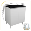 Ver imagem 2 de Balcão Multiuso 60cm 100% Mdf 2 Portas com Tampo para Cozinha