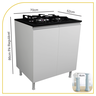 Balcão para Fogão Cooktop 70cm 100% Mdf 2 Portas para Cozinha - 2