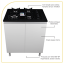 Ver imagem 3 de Balcão para Fogão Cooktop 70cm 100% Mdf 2 Portas para Cozinha