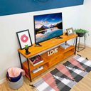 Ver imagem 2 de Rack de TV Industrial de Ferro e Madeira Style Square 2 Nichos e 1 Nicho Gaveta Carvalho e Preto