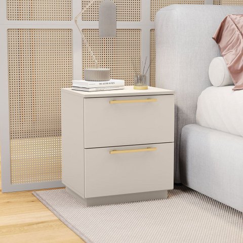 Mesa Cabeceira Quarto 50cm com 2 Gavetas Magna V01 - D’Rossi