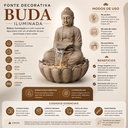 Ver imagem 7 de Fonte Decorativa Buda com Cascata e LED em Poliresina 86 cm