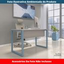 Ver imagem 2 de Mesa Escritório P25 Tub Pandin 134 Cm (larg) Tampo Mdp Cinza Pé Aço Tubular Azul Dali