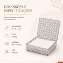 Ver imagem 3 de Caixa Decorativa Porta-Guardanapos Quadrada em Cristal e Metal Dourado 16 cm