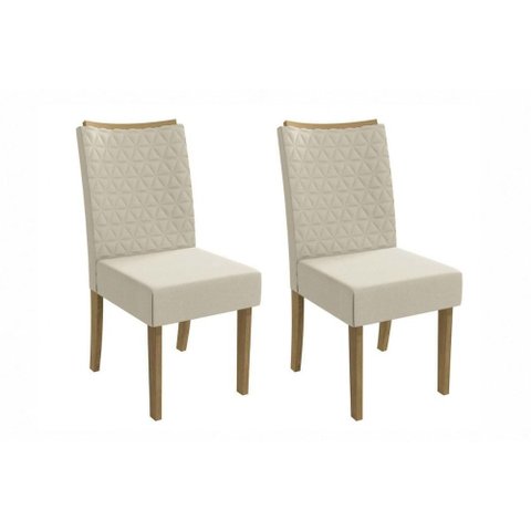 Cadeira de Cozinha 2cad129 Kit 2 Un Canela/linho Bege - Kappesberg