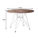 Ver imagem 2 de Mesa Eiffel Redonda 110Cm Tampo De Madeira Amendôa Com Base De Ferro Branco - Cor: Marrom