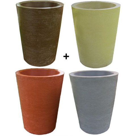 Kit 4 Vaso Planta 50x40 Redondo Cônico Polietileno BGPLASTICOS CORES VARIADAS