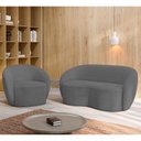 Ver imagem 2 de Sofá 3 Lugares Living 180cm e 1 Poltrona Giratória Garbin K04 Bouclê Cinza - Mpozenato