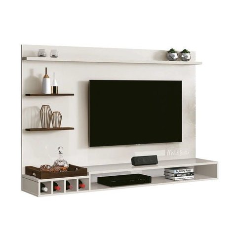 Painel para TV até 55 Polegadas com Adega Palladium Off White - EDN Móveis