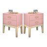 Kit 2 Mesa de Cabeceira Infantil Menina Rosa Teen com Gavetas - 1
